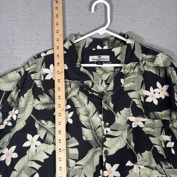 Tommy Bahama Button Down Hawaiian Shirt Men’s Size XL Floral Palms Silk Black - Picture 5 of 8